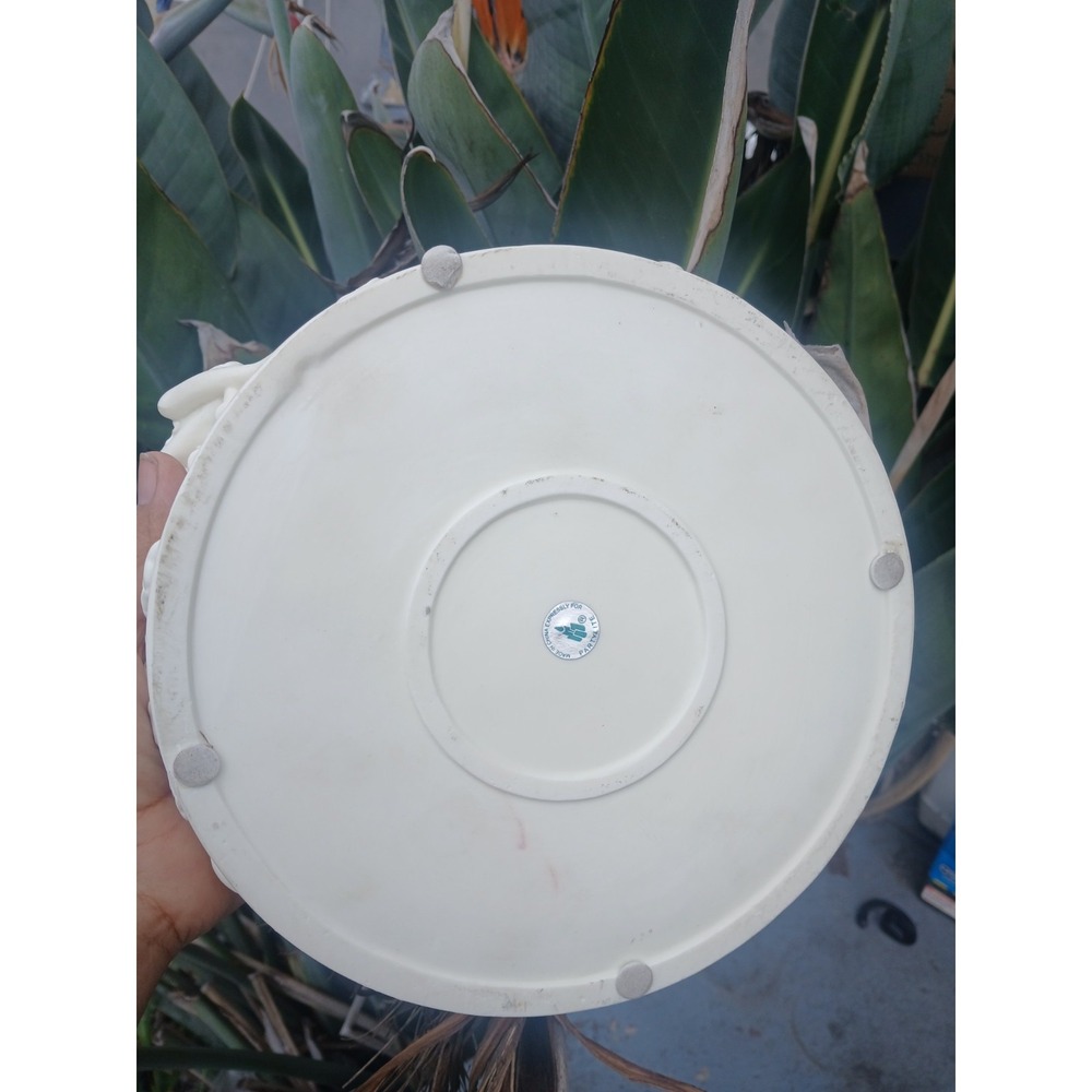 Vintage White Fairy Garden Bowl Floral Dragonfly Resin Planter Trinket Dish - Picture 8 of 10